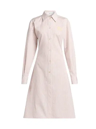 Alexander McQueen Women's Striped Cotton-Silk Lace-Up Shirtdress - Ivory Pink - Size 14 | Thumbnail 1 Alexander McQueen Women's Striped Cotton-Silk Lace-Up Shirtdress - Ivory Pink - Size 14 | Thumbnail 1