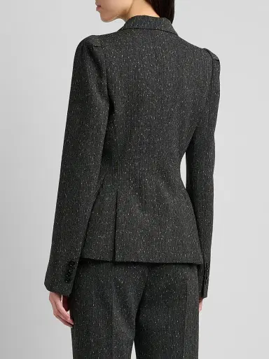Alexander McQueen Women's Speckled Wool One-Button Blazer - Grey - Size 10 | Thumbnail 5 Alexander McQueen Women's Speckled Wool One-Button Blazer - Grey - Size 10 | Thumbnail 5