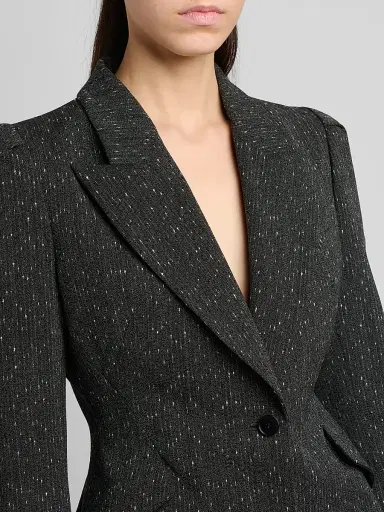 Alexander McQueen Women's Speckled Wool One-Button Blazer - Grey - Size 10 | Thumbnail 6 Alexander McQueen Women's Speckled Wool One-Button Blazer - Grey - Size 10 | Thumbnail 6