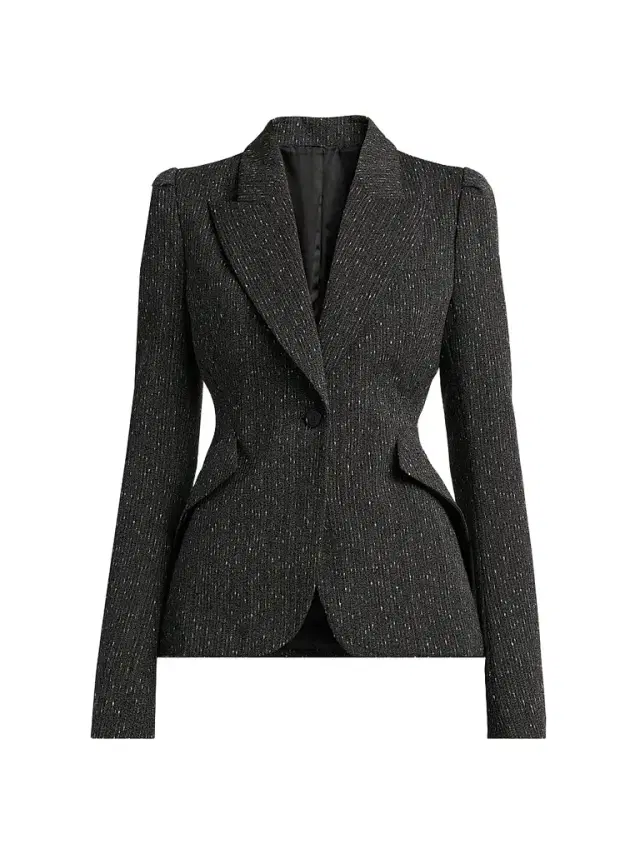 McQueen Women's Speckled Wool One-Button Blazer - Grey