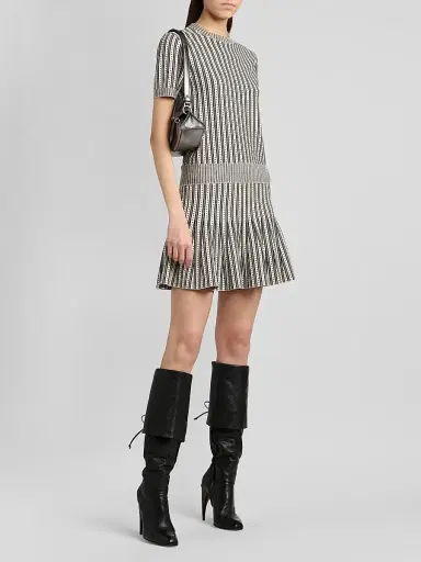 Alexander McQueen Women's Jacquard Striped Crewneck Top - Ivory Navy - Size 12 | Thumbnail 2