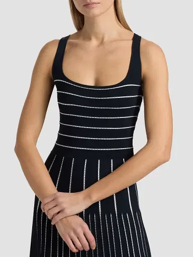 Adam Lippes Women's Gemma Compact Jacqaurd Midi Dress - Navy - Size XL | Thumbnail 6