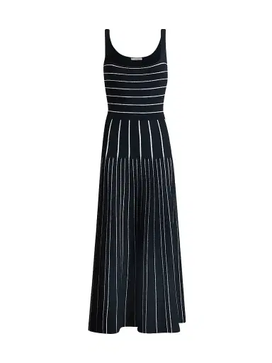 Adam Lippes Women's Gemma Compact Jacqaurd Midi Dress - Navy - Size XL | Thumbnail 1
