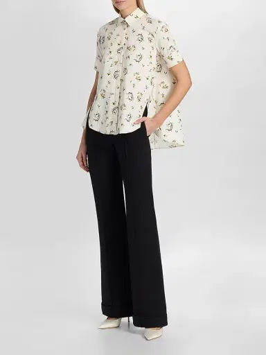 Adam Lippes Women's Charlie Floral Cotton Poplin Top - Ivory Floral - Size 14 | Thumbnail 2 Adam Lippes Women's Charlie Floral Cotton Poplin Top - Ivory Floral - Size 14 | Thumbnail 2