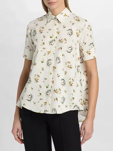 Adam Lippes Women's Charlie Floral Cotton Poplin Top - Ivory Floral - Size 14 | Thumbnail 3 Adam Lippes Women's Charlie Floral Cotton Poplin Top - Ivory Floral - Size 14 | Thumbnail 3