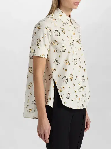 Adam Lippes Women's Charlie Floral Cotton Poplin Top - Ivory Floral - Size 14 | Thumbnail 4 Adam Lippes Women's Charlie Floral Cotton Poplin Top - Ivory Floral - Size 14 | Thumbnail 4