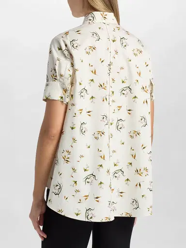 Adam Lippes Women's Charlie Floral Cotton Poplin Top - Ivory Floral - Size 14 | Thumbnail 5 Adam Lippes Women's Charlie Floral Cotton Poplin Top - Ivory Floral - Size 14 | Thumbnail 5