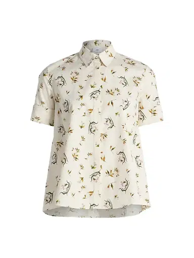 Adam Lippes Women's Charlie Floral Cotton Poplin Top - Ivory Floral - Size 14 | Thumbnail 1 Adam Lippes Women's Charlie Floral Cotton Poplin Top - Ivory Floral - Size 14 | Thumbnail 1