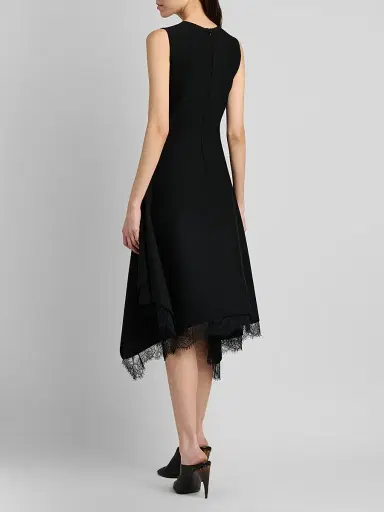 Alexander McQueen Women's Asymmetric Lace-Trim Midi Dress - Black - Size 12 | Thumbnail 5 Alexander McQueen Women's Asymmetric Lace-Trim Midi Dress - Black - Size 12 | Thumbnail 5