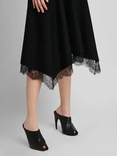 Alexander McQueen Women's Asymmetric Lace-Trim Midi Dress - Black - Size 12 | Thumbnail 6 Alexander McQueen Women's Asymmetric Lace-Trim Midi Dress - Black - Size 12 | Thumbnail 6