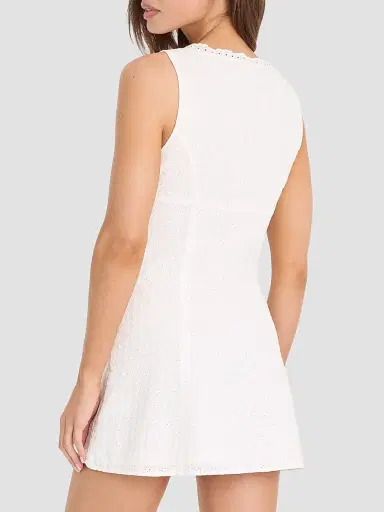 GOOD AMERICAN Women's The Eyelet Cotton Mini Dress - White | Thumbnail 2 GOOD AMERICAN Women's The Eyelet Cotton Mini Dress - White | Thumbnail 2