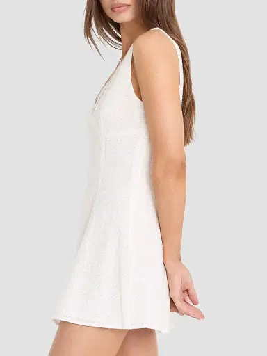 GOOD AMERICAN Women's The Eyelet Cotton Mini Dress - White | Thumbnail 3 GOOD AMERICAN Women's The Eyelet Cotton Mini Dress - White | Thumbnail 3
