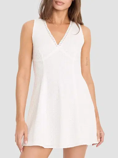 GOOD AMERICAN Women's The Eyelet Cotton Mini Dress - White | Thumbnail 4 GOOD AMERICAN Women's The Eyelet Cotton Mini Dress - White | Thumbnail 4