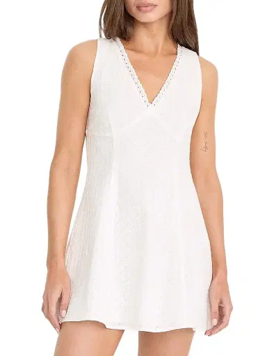 GOOD AMERICAN Women's The Eyelet Cotton Mini Dress - White | Thumbnail 1 GOOD AMERICAN Women's The Eyelet Cotton Mini Dress - White | Thumbnail 1