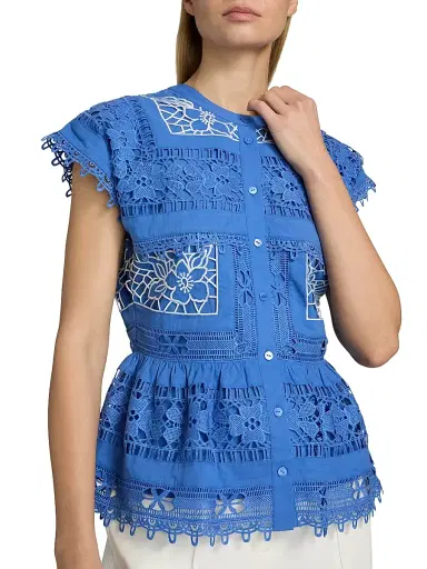 Elie Tahari Women's The Ava Eyelet Top | Thumbnail 6 Elie Tahari Women's The Ava Eyelet Top | Thumbnail 6