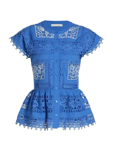 Elie Tahari Women's The Ava Eyelet Top | Thumbnail 1 Elie Tahari Women's The Ava Eyelet Top | Thumbnail 1