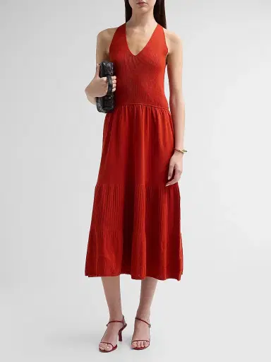 Elie Tahari Women's June The Hazel Cami Sweater Dress - Moroccan Red - Size XL | Thumbnail 2