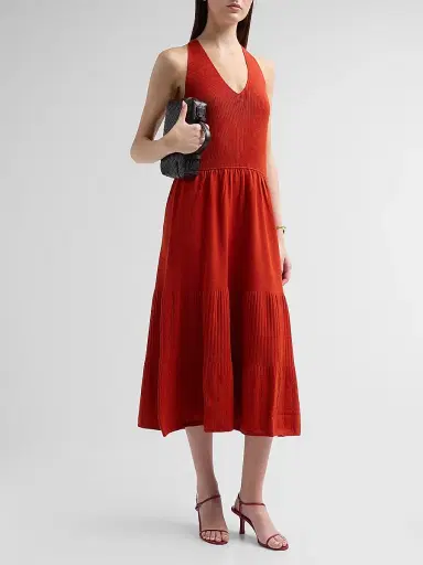 Elie Tahari Women's June The Hazel Cami Sweater Dress - Moroccan Red - Size XL | Thumbnail 4