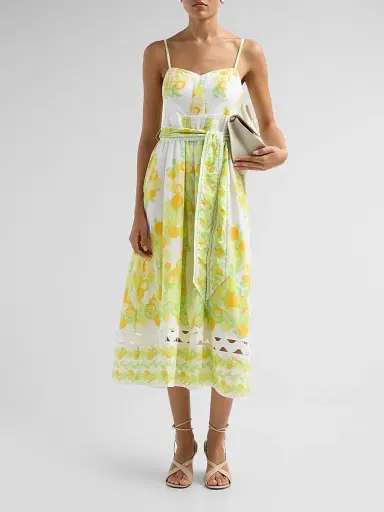 Lilly Pulitzer Women's Katina Printed Cotton Tie-Waist Midi Dress - Resort White Zesty - Size 16 | Thumbnail 2