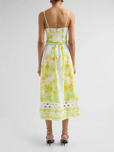 Lilly Pulitzer Women's Katina Printed Cotton Tie-Waist Midi Dress - Resort White Zesty - Size 16 | Thumbnail 3