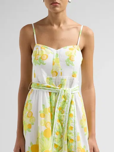 Lilly Pulitzer Women's Katina Printed Cotton Tie-Waist Midi Dress - Resort White Zesty - Size 16 | Thumbnail 5