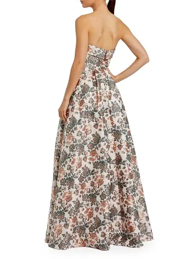 Mac Duggal Women's Petite Floral Brocade Strapless A-Line Gown - Gold Multi - Size 14 | Thumbnail 2 Mac Duggal Women's Petite Floral Brocade Strapless A-Line Gown - Gold Multi - Size 14 | Thumbnail 2