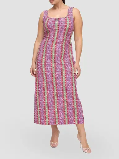 Hill House Home Women's The Coraline Dress - Sunset Etched Floral Stripe - Size XXL | Thumbnail 4