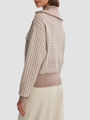 Varley Women's Ablett Houndstooth Jacquard Jacket - Taupe - Size Small | Thumbnail 4