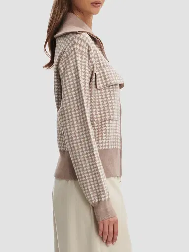 Varley Women's Ablett Houndstooth Jacquard Jacket - Taupe - Size Small | Thumbnail 6