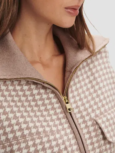 Varley Women's Ablett Houndstooth Jacquard Jacket - Taupe - Size Small | Thumbnail 8