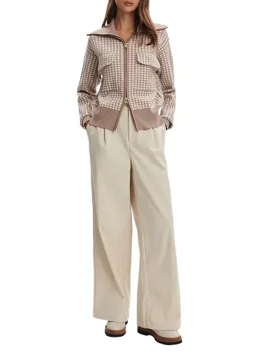 Varley Women's Ablett Houndstooth Jacquard Jacket - Taupe - Size Small | Thumbnail 1