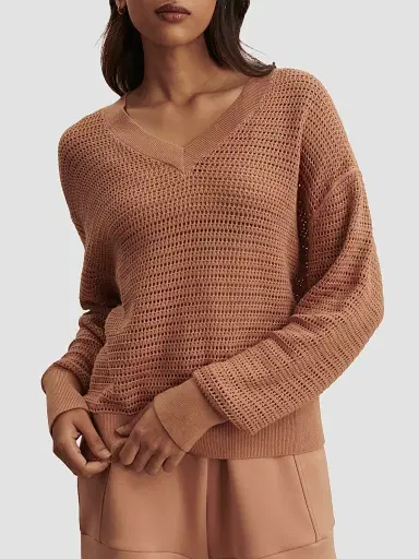 Varley Women's Gaia Open-Knit Cotton Sweater | Thumbnail 3