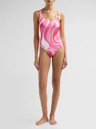 Generation Love Women's Marius Geo Sheen Jersey Bodysuit - Wavy Geo Pink - Size Large | Thumbnail 2 Generation Love Women's Marius Geo Sheen Jersey Bodysuit - Wavy Geo Pink - Size Large | Thumbnail 2