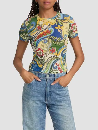 Alice + Olivia Women's Tess Crewneck T-Shirt - Heat Wave - Size Large | Thumbnail 3 Alice + Olivia Women's Tess Crewneck T-Shirt - Heat Wave - Size Large | Thumbnail 3