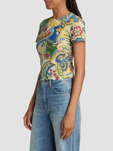 Alice + Olivia Women's Tess Crewneck T-Shirt - Heat Wave - Size Large | Thumbnail 4 Alice + Olivia Women's Tess Crewneck T-Shirt - Heat Wave - Size Large | Thumbnail 4