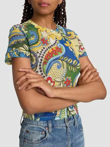 Alice + Olivia Women's Tess Crewneck T-Shirt - Heat Wave - Size Large | Thumbnail 6 Alice + Olivia Women's Tess Crewneck T-Shirt - Heat Wave - Size Large | Thumbnail 6