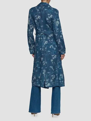 L'AGENCE Women's Bradley Floral Linen Trench Coat - Navy Floral Print | Thumbnail 3 L'AGENCE Women's Bradley Floral Linen Trench Coat - Navy Floral Print | Thumbnail 3