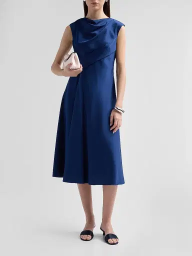 Aidan Mattox Women's Crepe Back Satin Midi Dress - Navy - Size 14 | Thumbnail 2 Aidan Mattox Women's Crepe Back Satin Midi Dress - Navy - Size 14 | Thumbnail 2