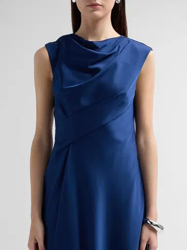 Aidan Mattox Women's Crepe Back Satin Midi Dress - Navy - Size 14 | Thumbnail 5 Aidan Mattox Women's Crepe Back Satin Midi Dress - Navy - Size 14 | Thumbnail 5