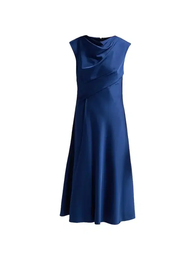 Women's Crepe Back Satin Midi Dress - Navy