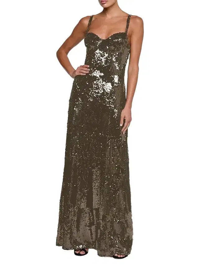 L'AGENCE Women's Sayla Sequin Gown - Smokey Olive