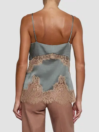 L'Agence Women's Mitsu Lace-Trim Satin Cami - Smokey Olive Praline - Size Large | Thumbnail 3 L'Agence Women's Mitsu Lace-Trim Satin Cami - Smokey Olive Praline - Size Large | Thumbnail 3