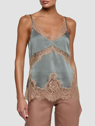 L'Agence Women's Mitsu Lace-Trim Satin Cami - Smokey Olive Praline - Size Large | Thumbnail 4 L'Agence Women's Mitsu Lace-Trim Satin Cami - Smokey Olive Praline - Size Large | Thumbnail 4