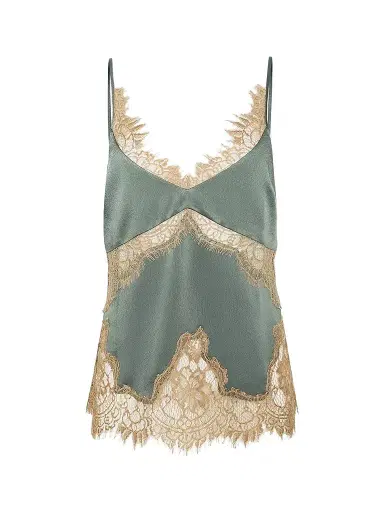 L'Agence Women's Mitsu Lace-Trim Satin Cami - Smokey Olive Praline - Size Large | Thumbnail 1 L'Agence Women's Mitsu Lace-Trim Satin Cami - Smokey Olive Praline - Size Large | Thumbnail 1