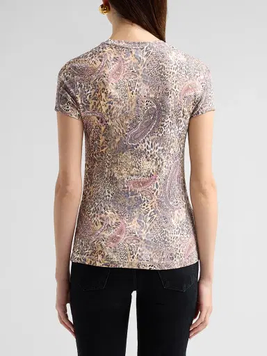 L'Agence Women's Ressi Paisley Leopard Print T-Shirt - Tan Valencia Leopard - Size XL | Thumbnail 3 L'Agence Women's Ressi Paisley Leopard Print T-Shirt - Tan Valencia Leopard - Size XL | Thumbnail 3