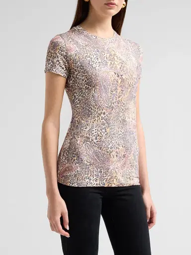L'Agence Women's Ressi Paisley Leopard Print T-Shirt - Tan Valencia Leopard - Size XL | Thumbnail 4 L'Agence Women's Ressi Paisley Leopard Print T-Shirt - Tan Valencia Leopard - Size XL | Thumbnail 4