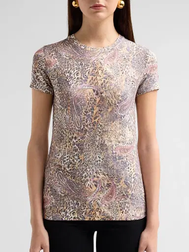 L'Agence Women's Ressi Paisley Leopard Print T-Shirt - Tan Valencia Leopard - Size XL | Thumbnail 5 L'Agence Women's Ressi Paisley Leopard Print T-Shirt - Tan Valencia Leopard - Size XL | Thumbnail 5