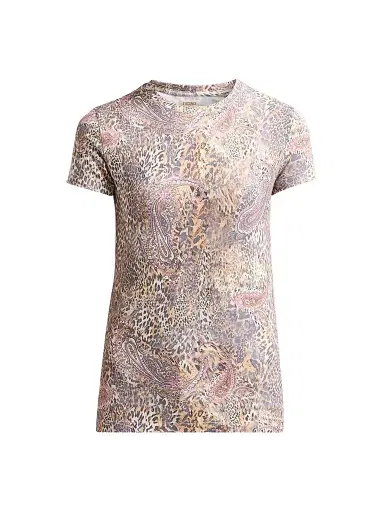 L'Agence Women's Ressi Paisley Leopard Print T-Shirt - Tan Valencia Leopard - Size XL | Thumbnail 1 L'Agence Women's Ressi Paisley Leopard Print T-Shirt - Tan Valencia Leopard - Size XL | Thumbnail 1
