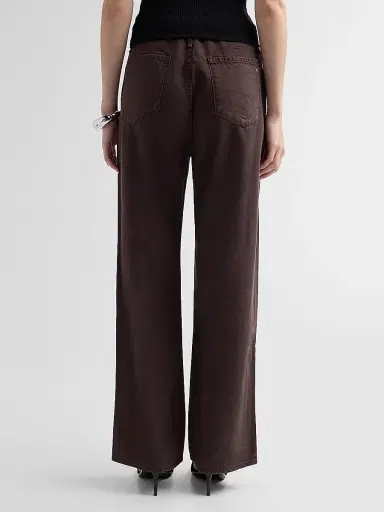 rag & bone Women's Featherweight Phoebe Drawstring Wide-Leg Jeans - Dark Brown Stone | Thumbnail 3
