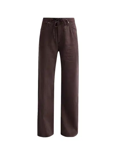 rag & bone Women's Featherweight Phoebe Drawstring Wide-Leg Jeans - Dark Brown Stone | Thumbnail 1